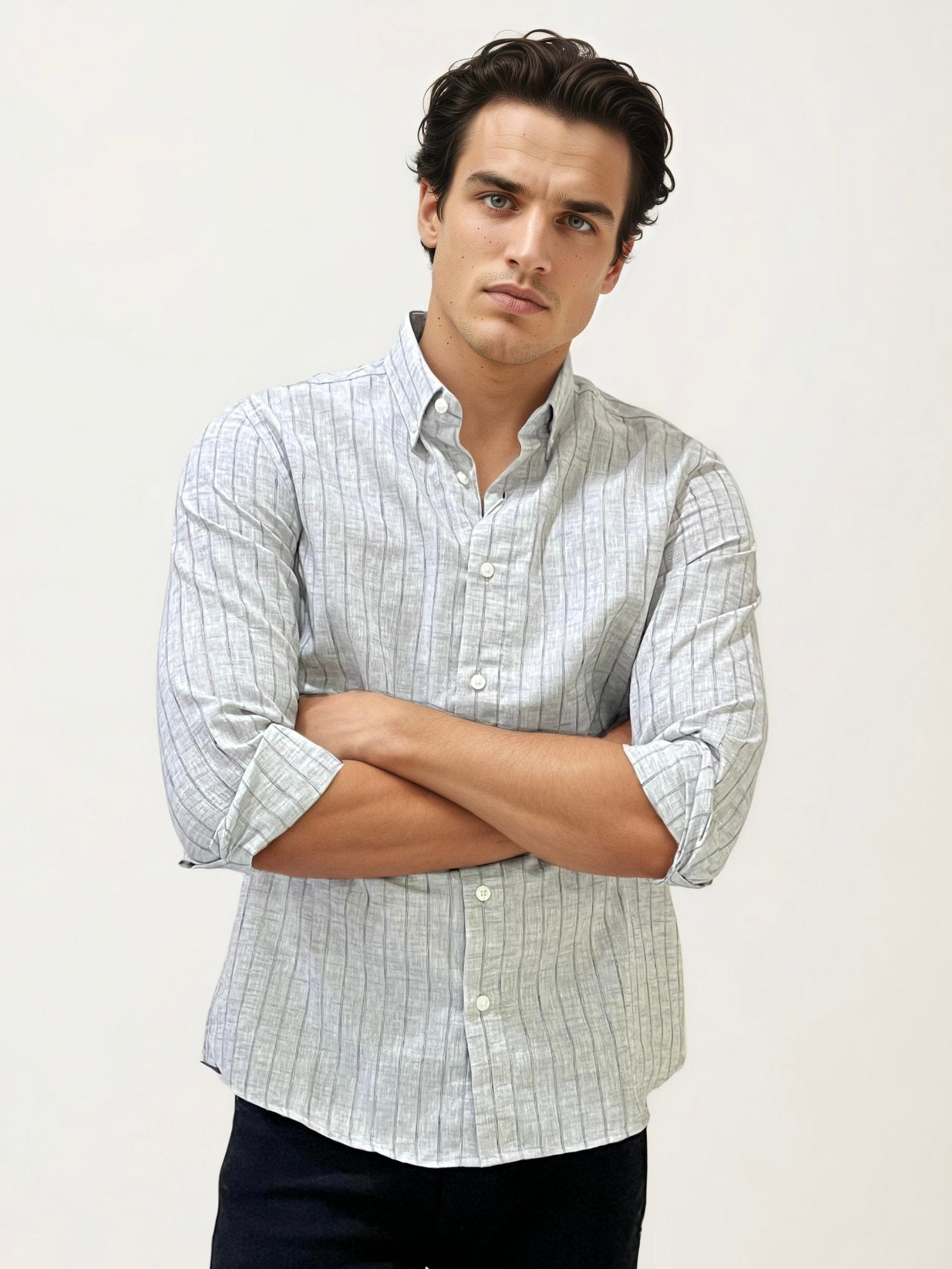 Grey Striped Fullhand Shirt