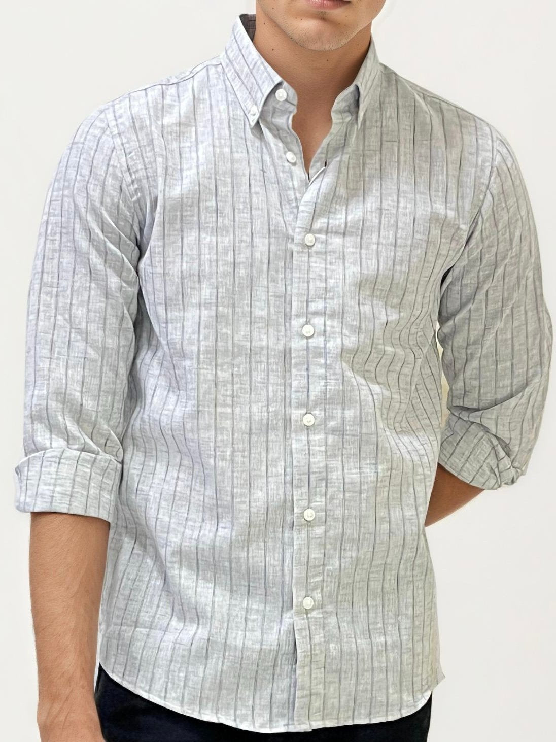 Grey Striped Fullhand Shirt