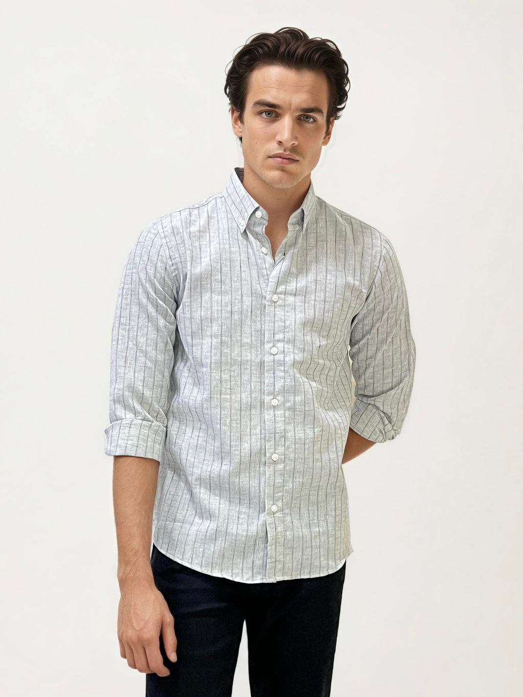 Grey Striped Fullhand Shirt