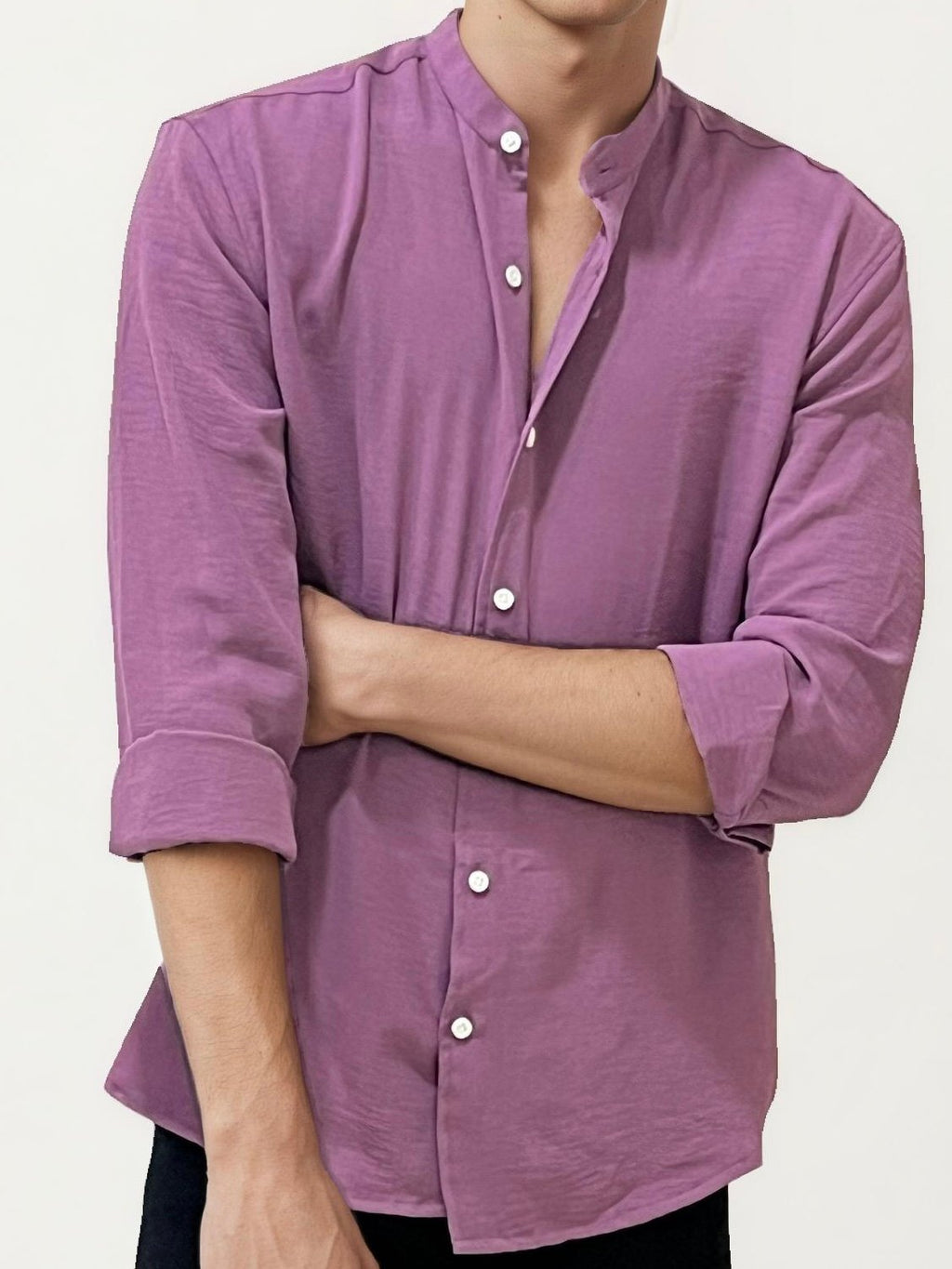 Rose Mandarin Collar Fullhand Shirt