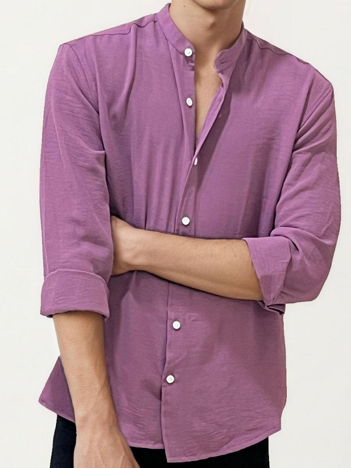 Rose Mandarin Collar Fullhand Shirt