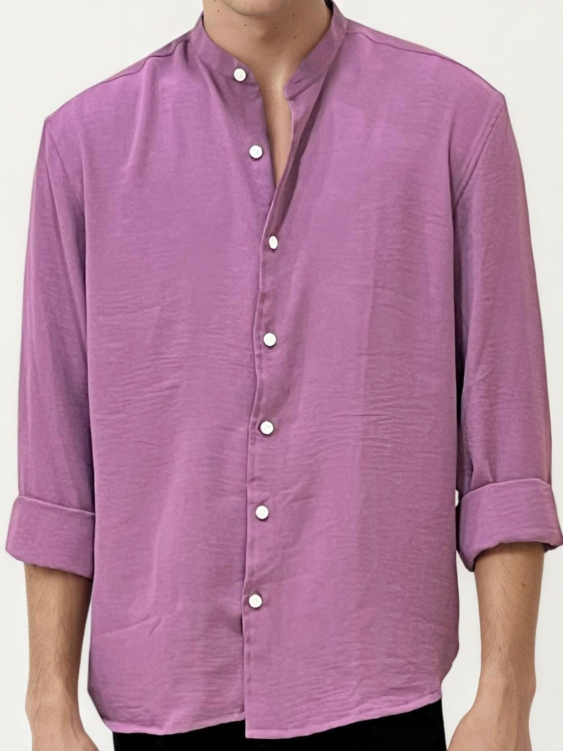 Rose Mandarin Collar Fullhand Shirt