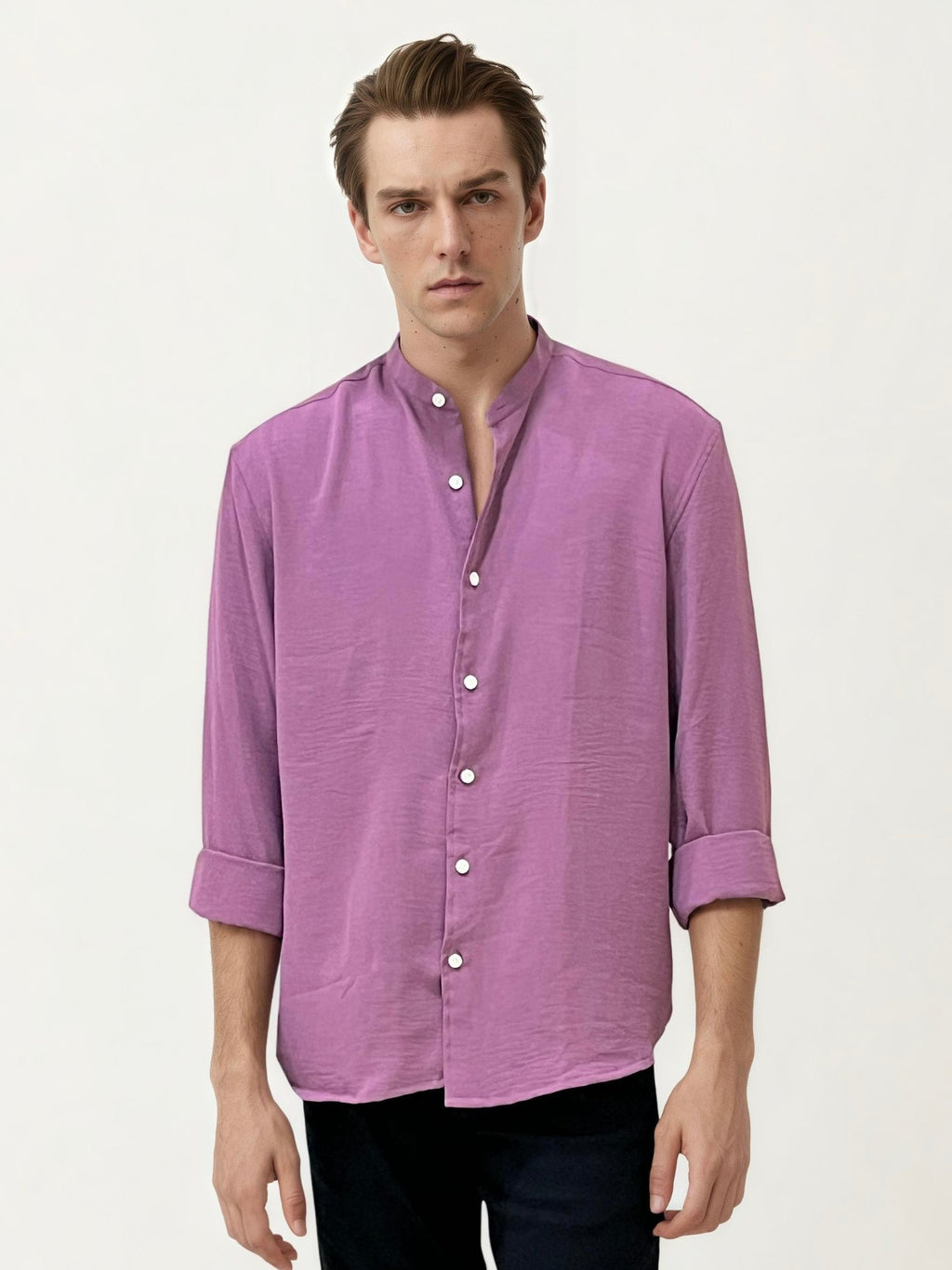 Rose Mandarin Collar Fullhand Shirt