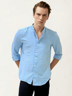 Sky Blue Mandarin Collar Fullhand Shirt