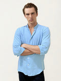 Sky Blue Mandarin Collar Fullhand Shirt