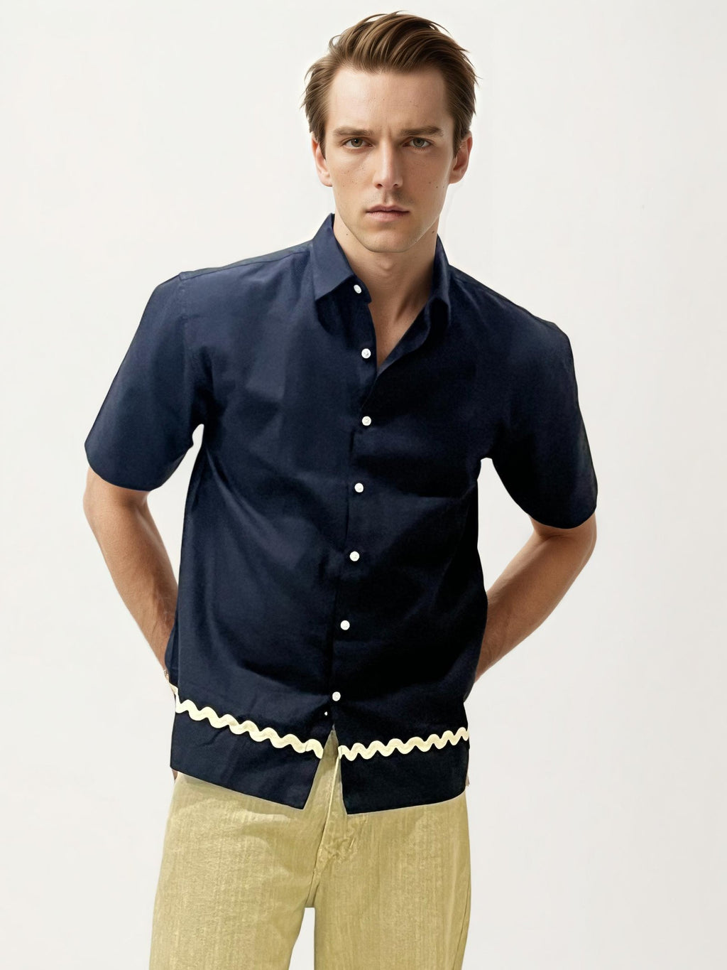 Black Embroidery Halfhand Shirt