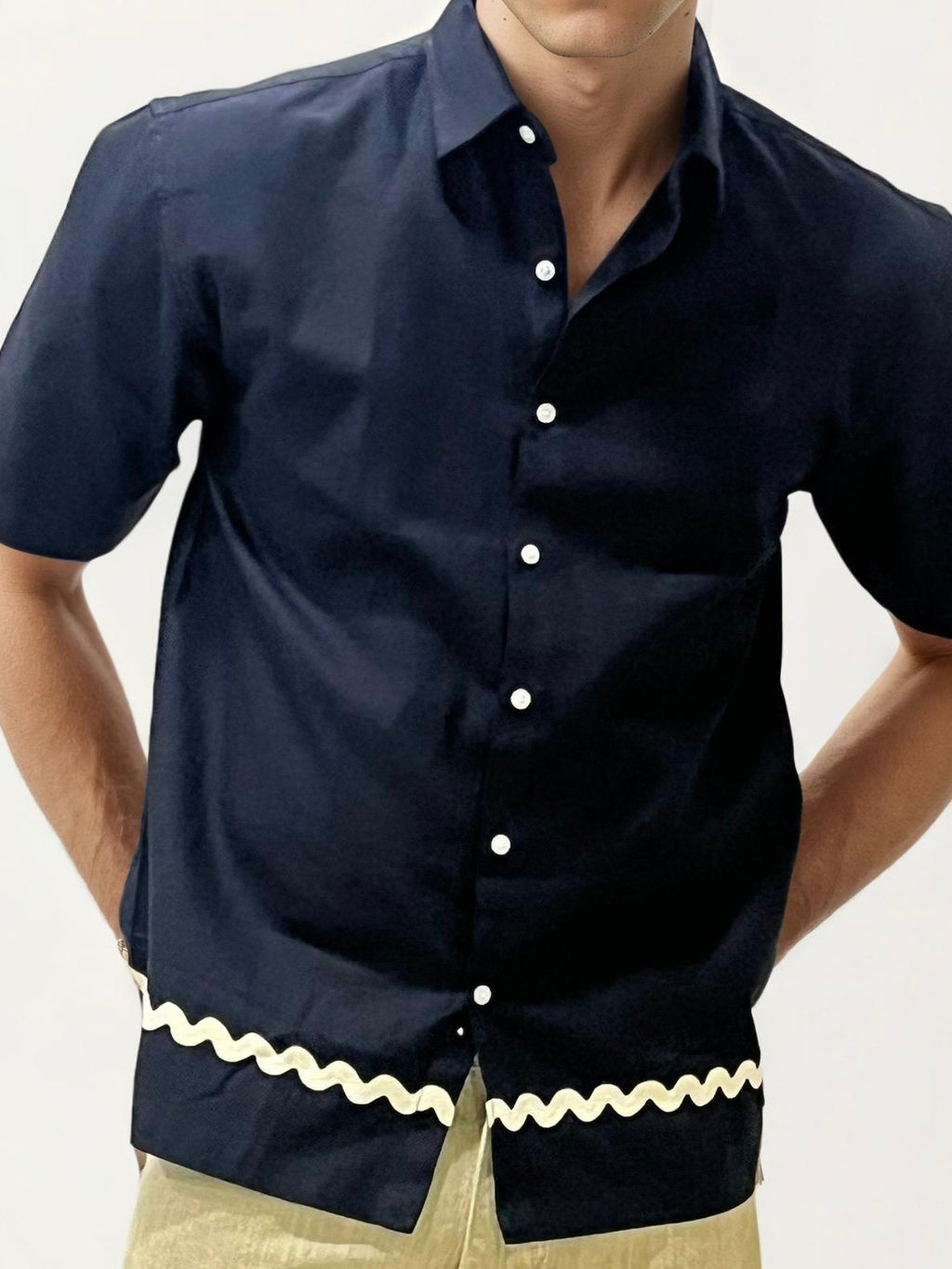 Black Embroidery Halfhand Shirt