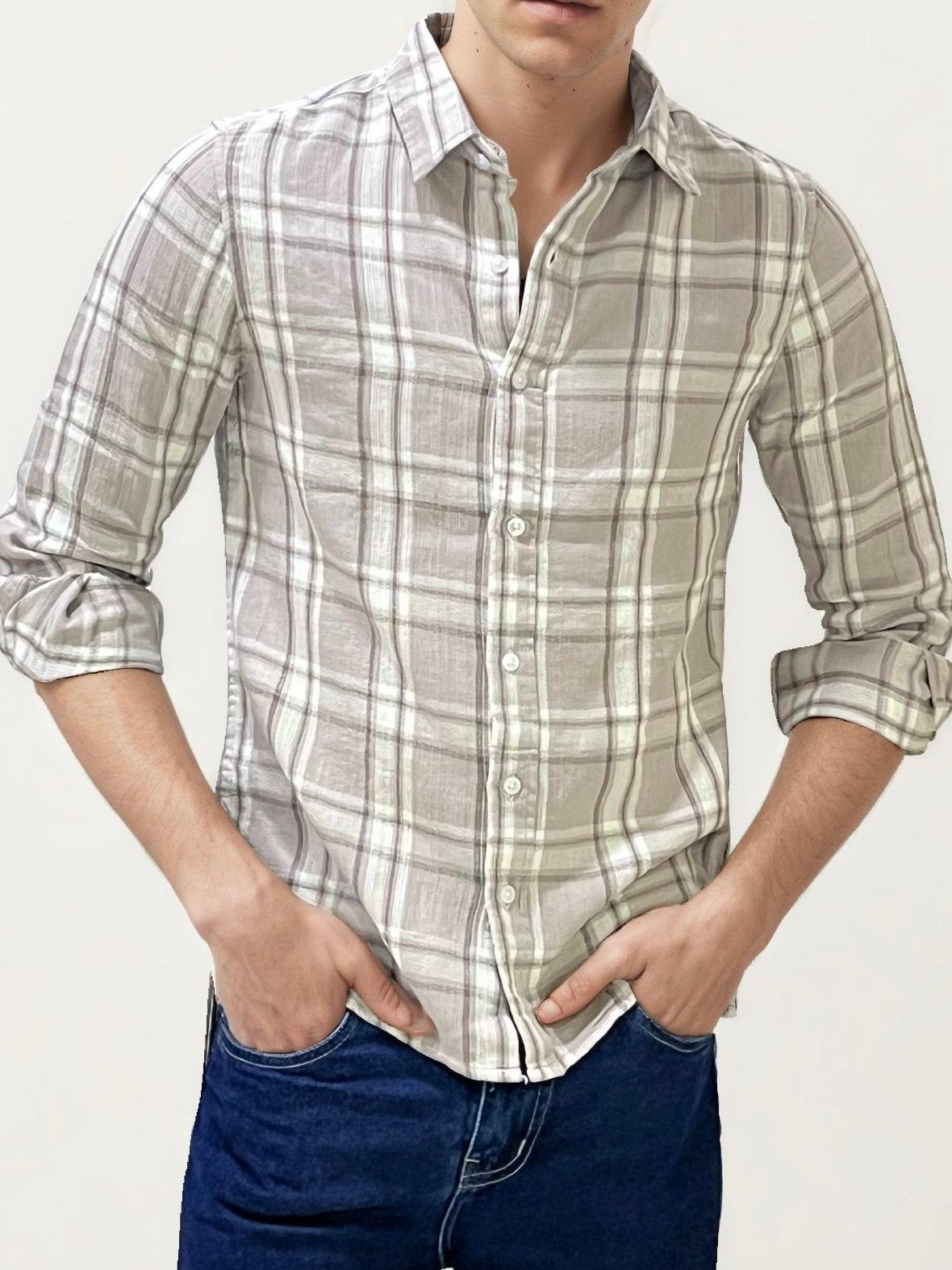 White-Grey Checked Fullhand Shirt