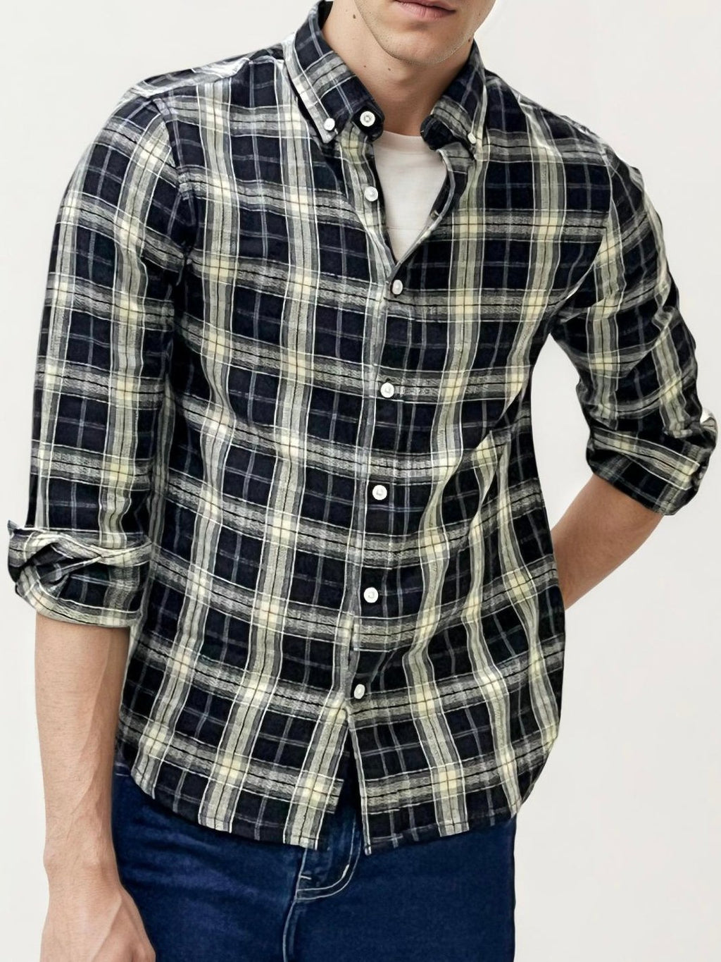 Black-White Checked Fullhand Shirt