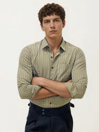 Brown Striped Full Hand Shirt