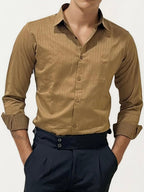 Brown Striped Fullhand Shirt