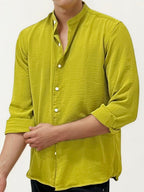 Pista Green Mandarin Collar Fullhand Shirt
