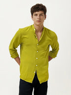 Pista Green Mandarin Collar Fullhand Shirt
