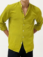 Pista Green Mandarin Collar Fullhand Shirt