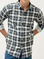 Black-White Checked Fullhand Shirtv