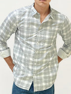 Grey-White Checked Fullhand Shirt