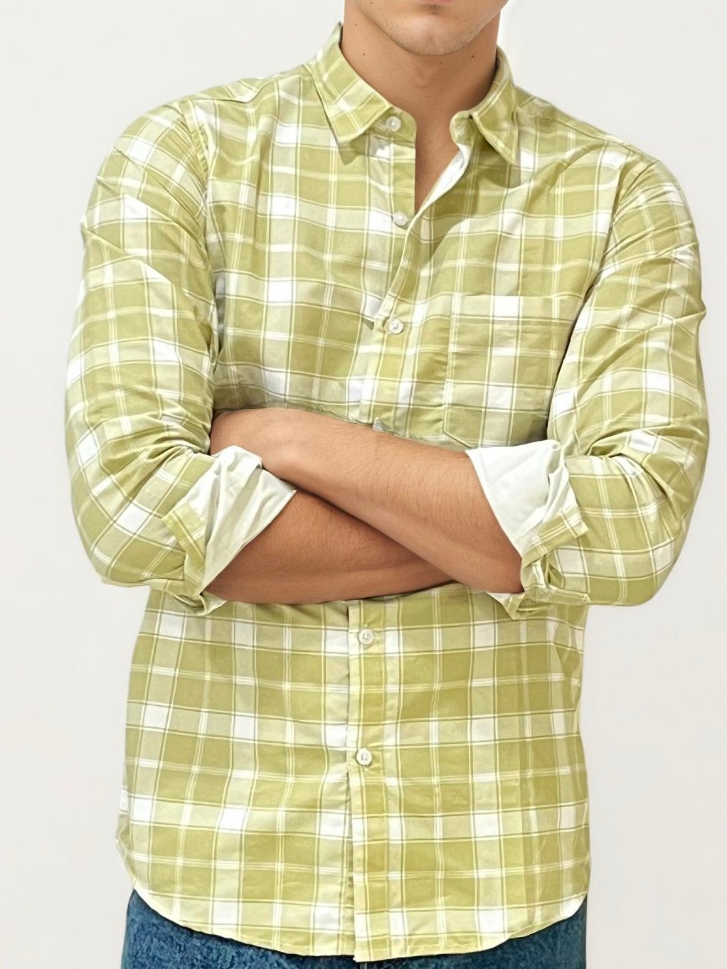 Yellow-White Checked Fullhand Shirt