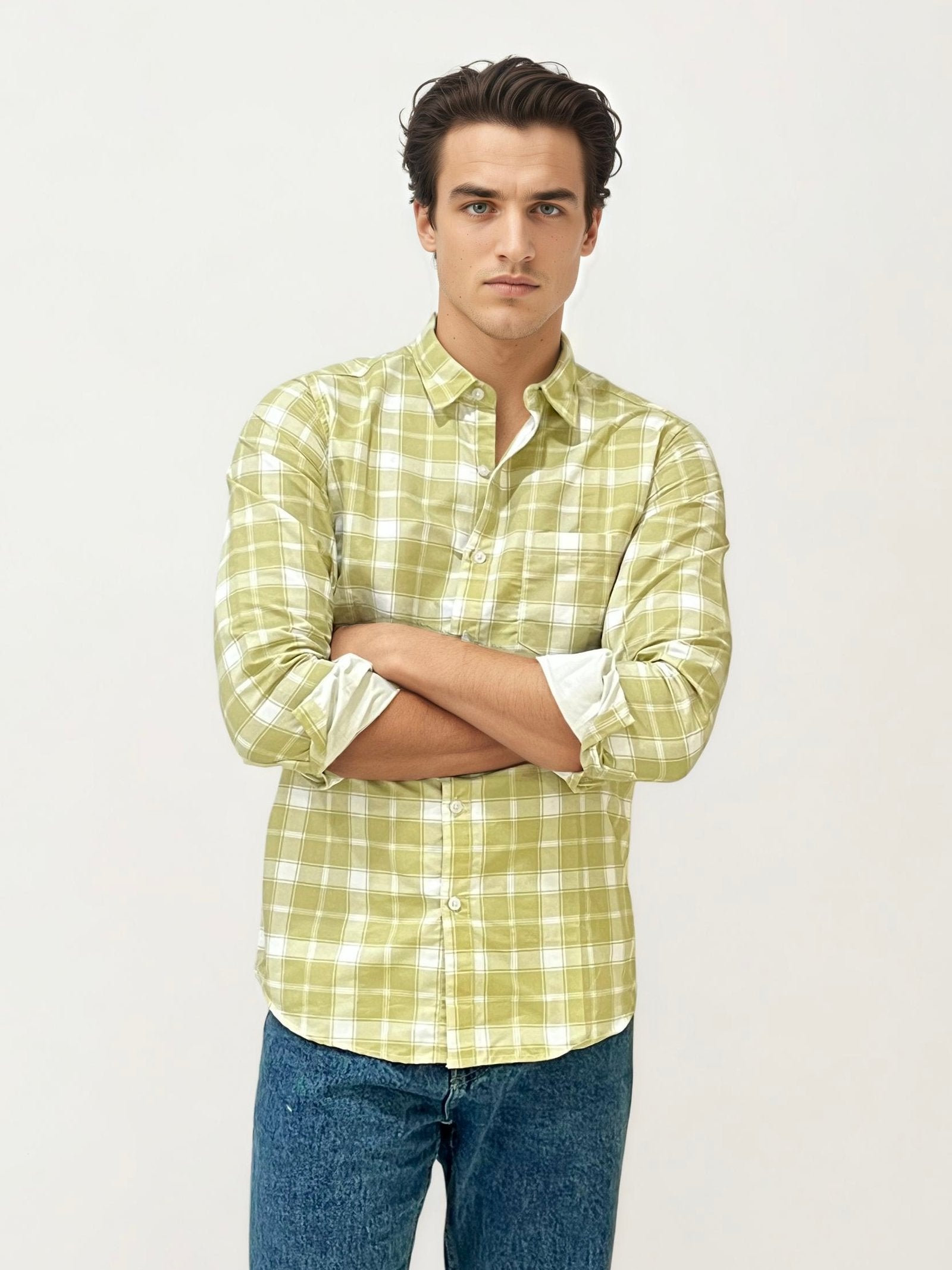 Yellow-White Checked Fullhand Shirt
