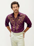 Wine Stone Party Wear Shirt