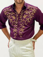 Wine Stone Party Wear Shirt