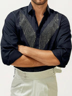 Black Stone Work Party Wear Shirt