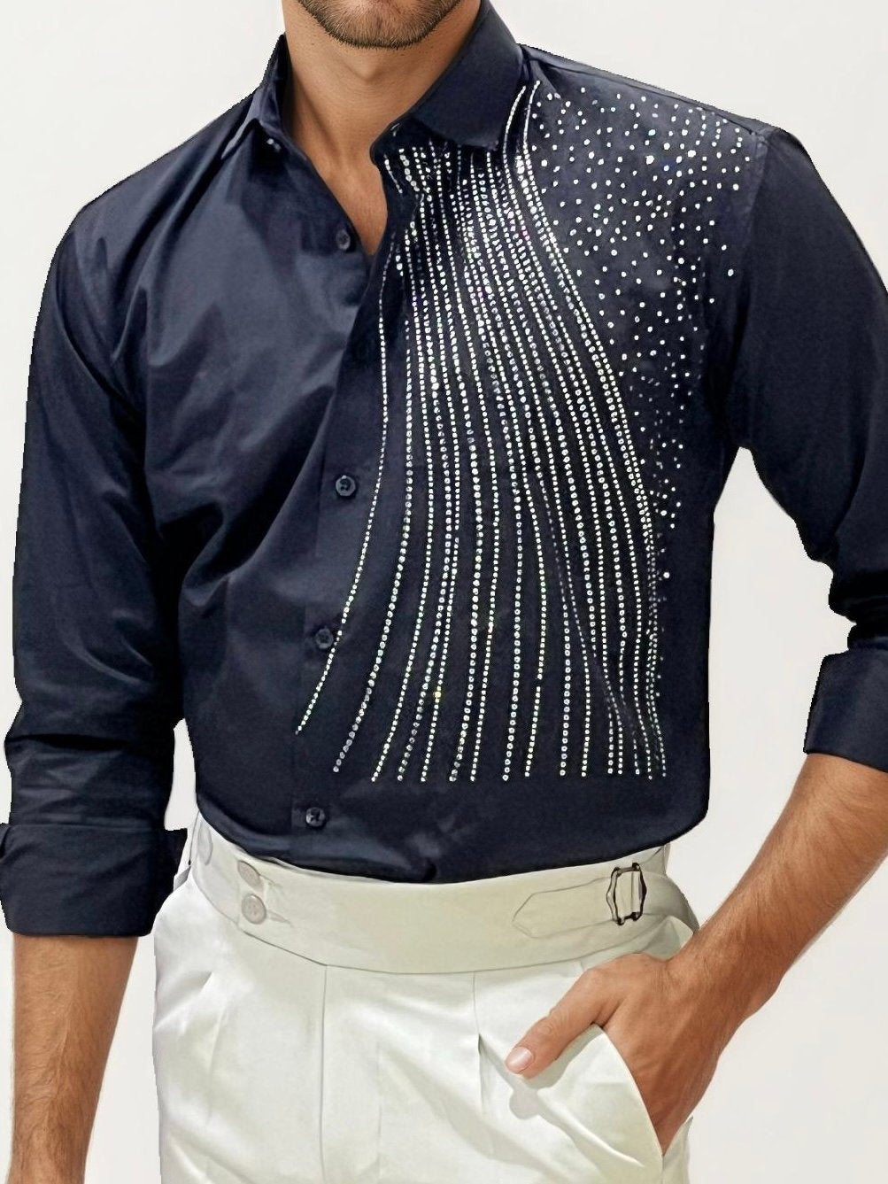 Black Stone Work Party Wear Shirt
