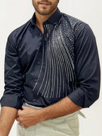 Black Stone Work Party Wear Shirt