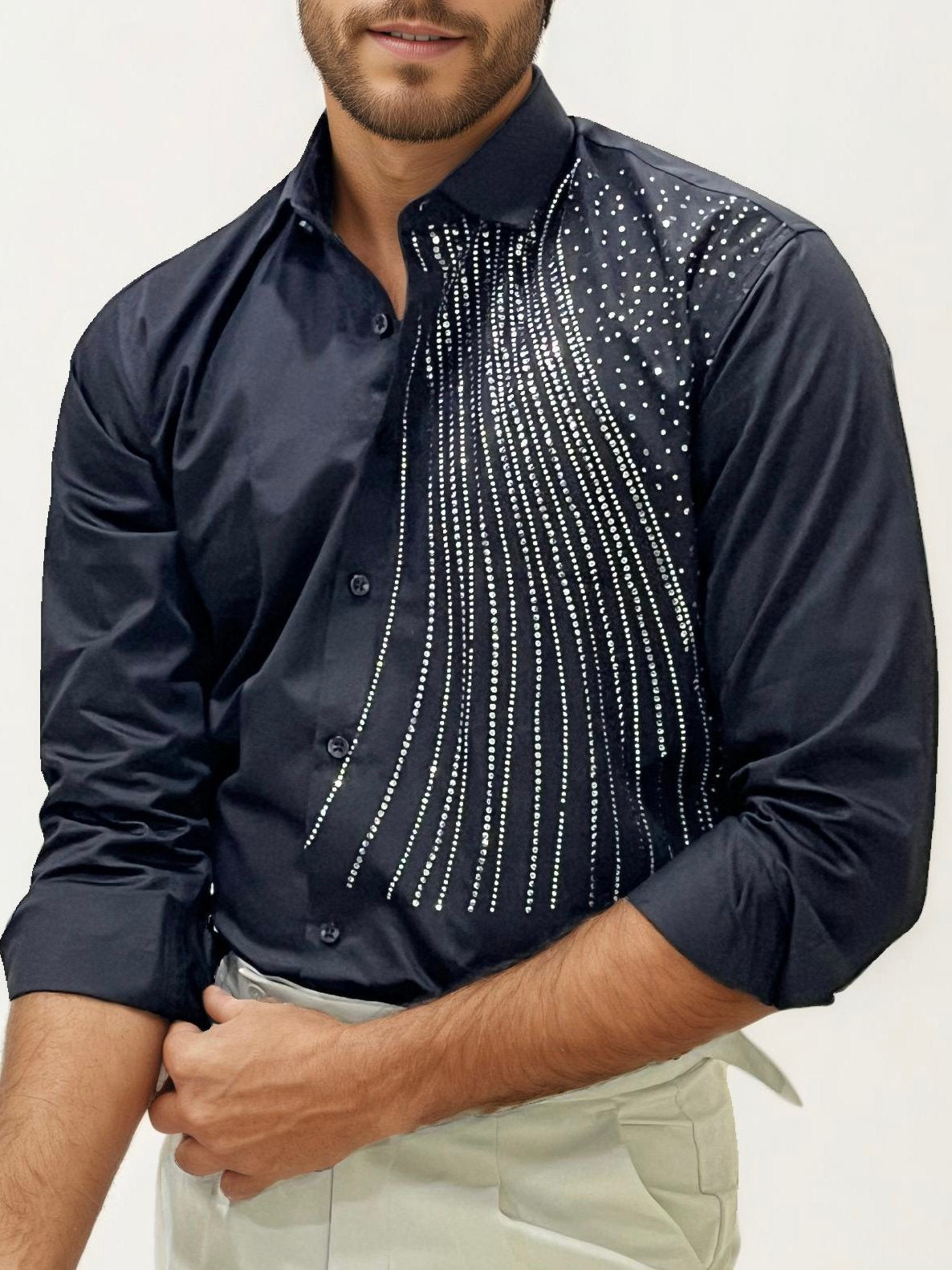 Black Stone Work Party Wear Shirt