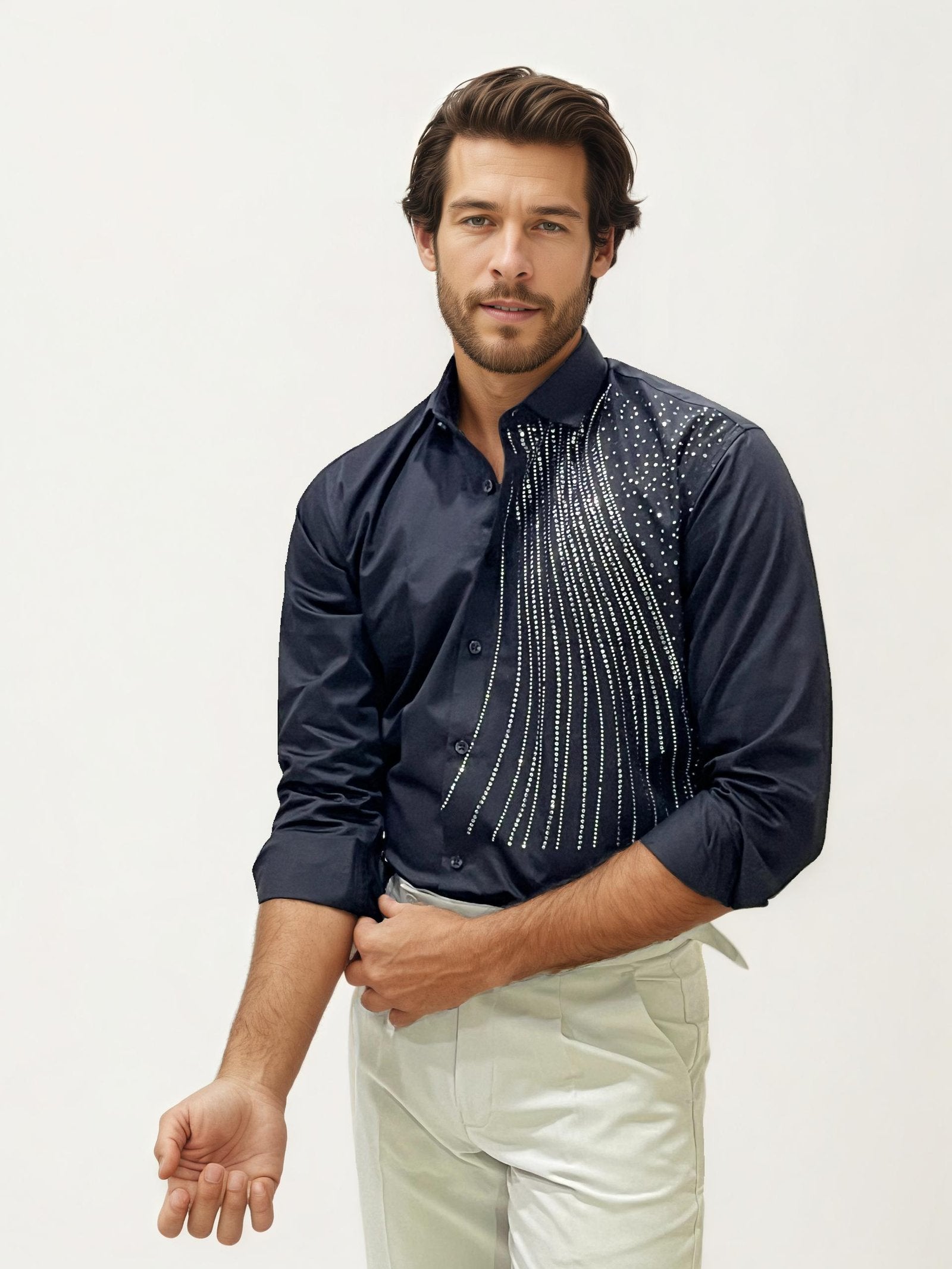 Black Stone Work Party Wear Shirt