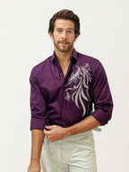 Wine Stone Party Wear Shirt