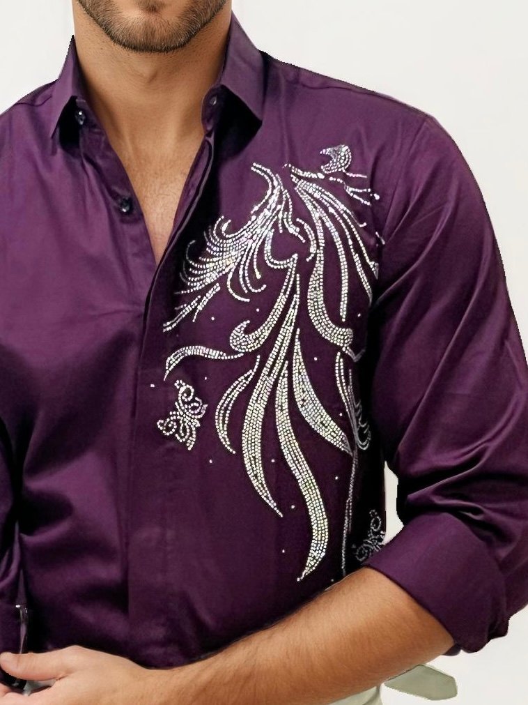 Wine Stone Party Wear Shirt