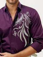 Wine Stone Party Wear Shirt