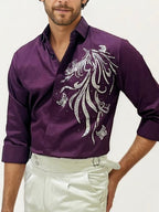 Wine Stone Party Wear Shirt