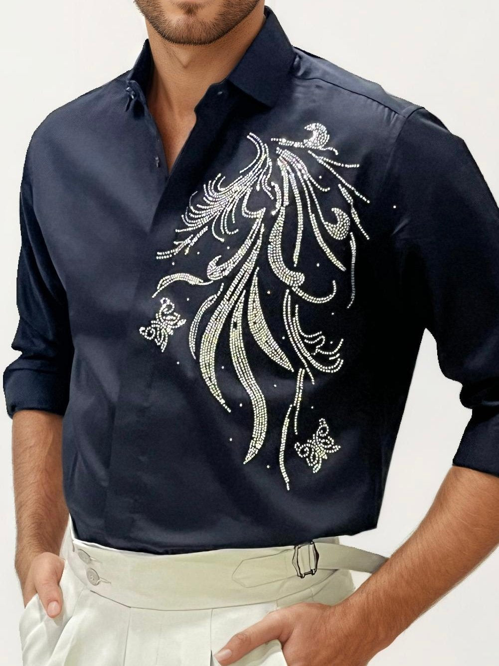 Black Stone Work Party Wear Shirt