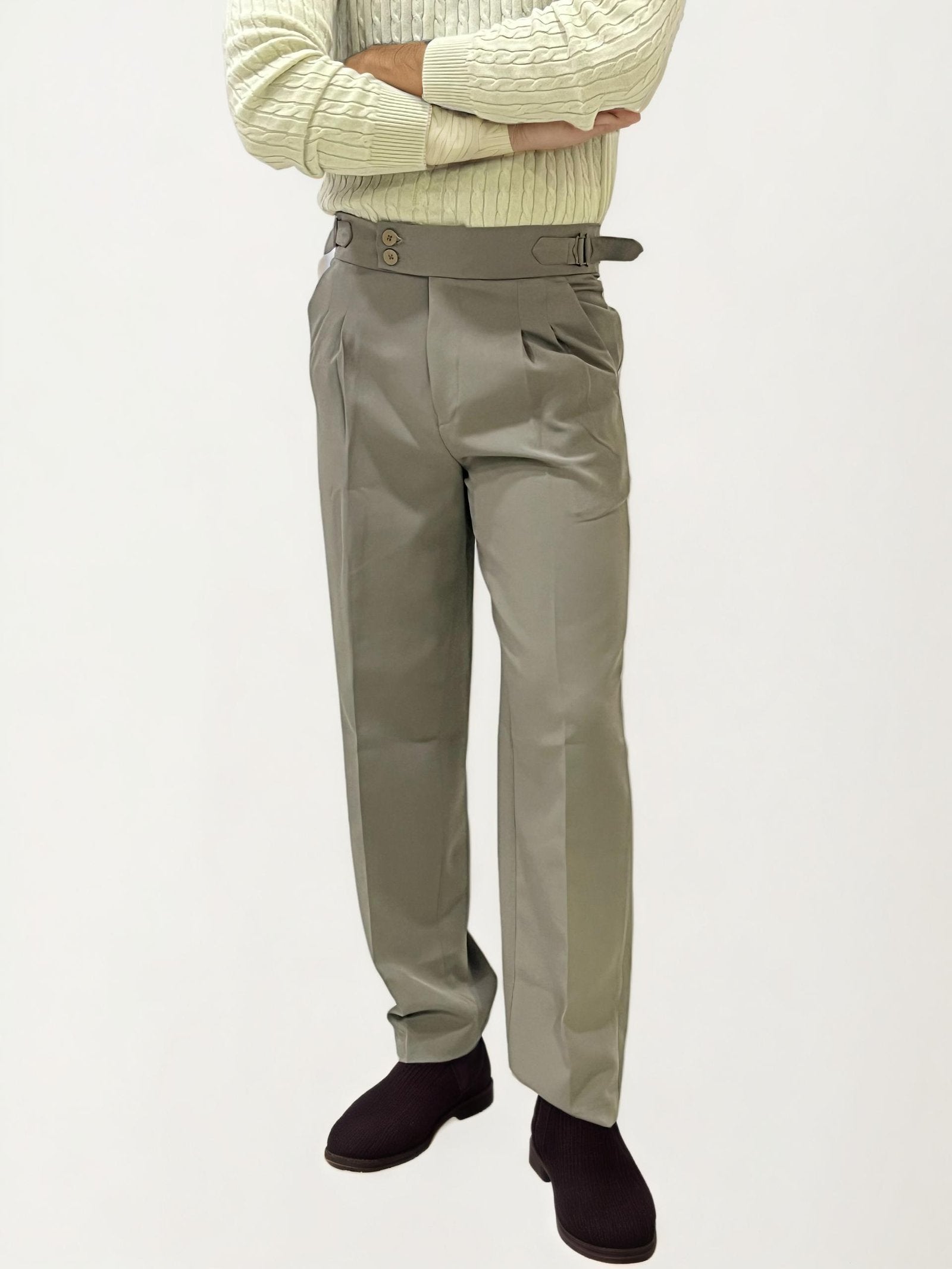 Dark-Grey Double-Button Regular Fit Trousers