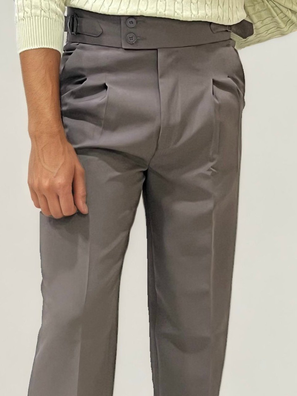 Dark-Grey Double-Button Regular Fit Trousers