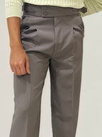 Dark-Grey Double-Button Regular Fit Trousers