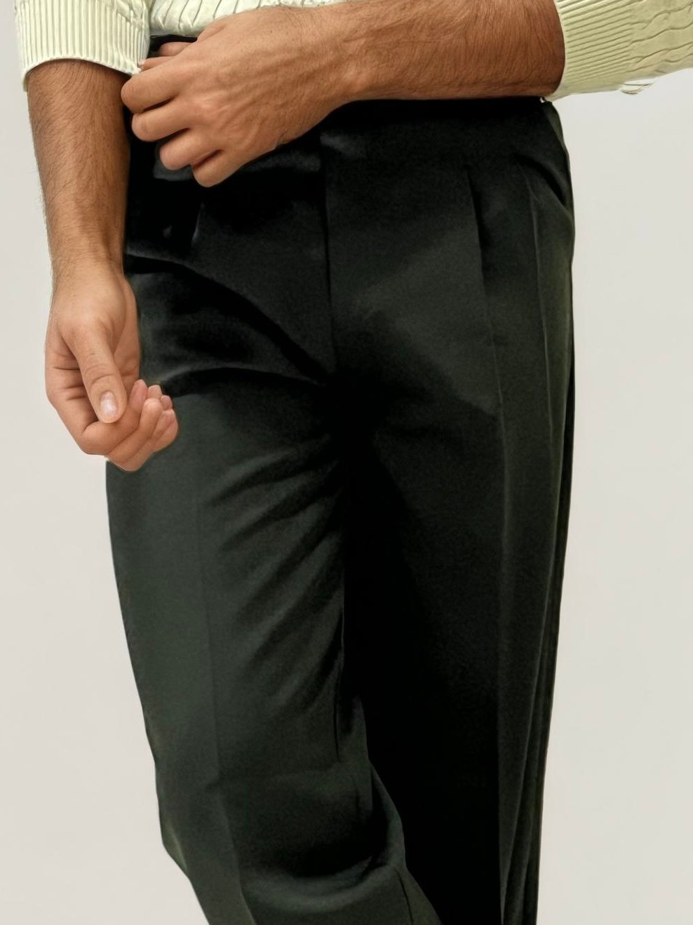 Dark-Green Double-Button Regular Fit Trousers