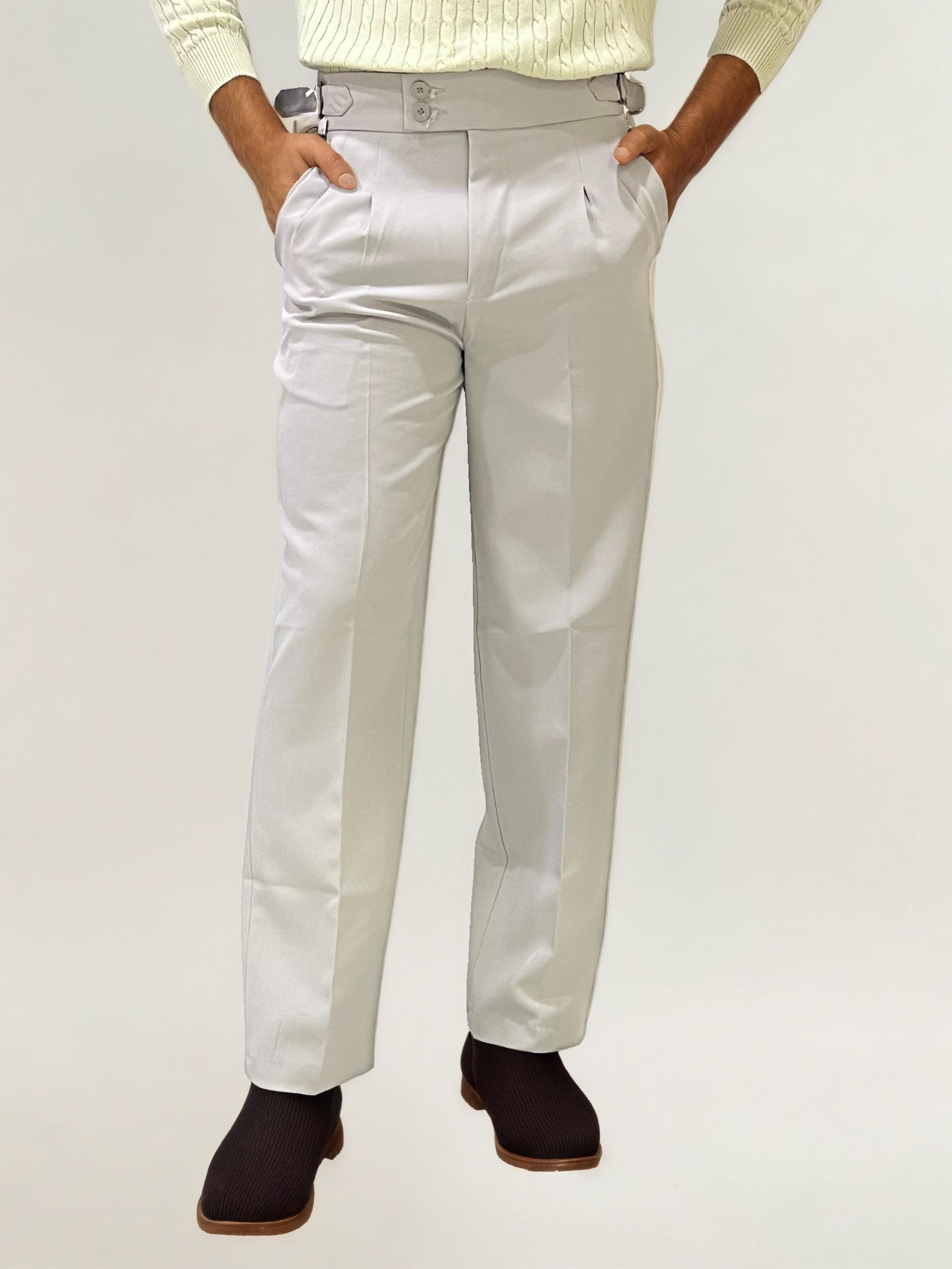 Semi-White Double-button Regular Fit Trousers