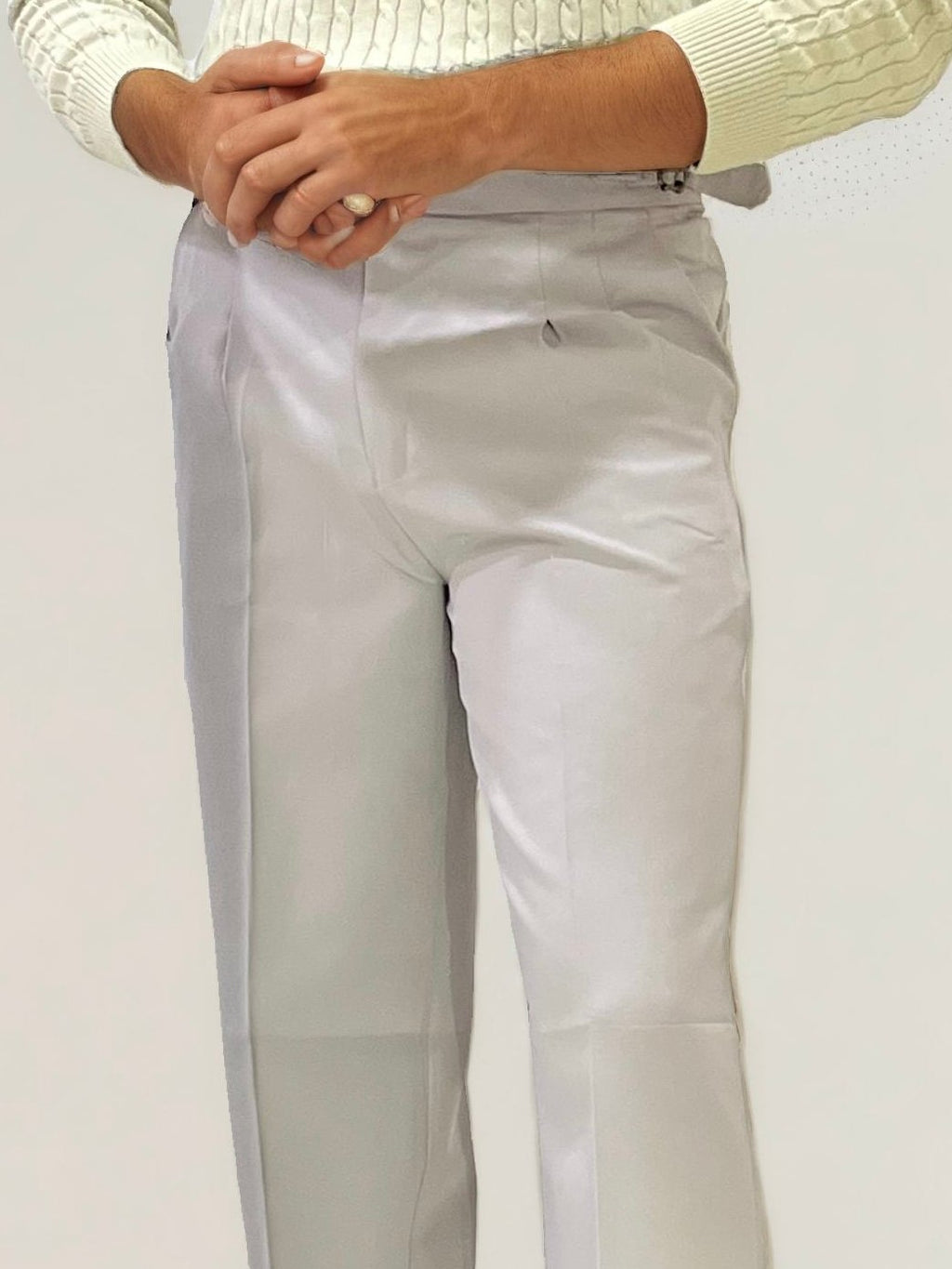 Semi-White Double-button Regular Fit Trousers
