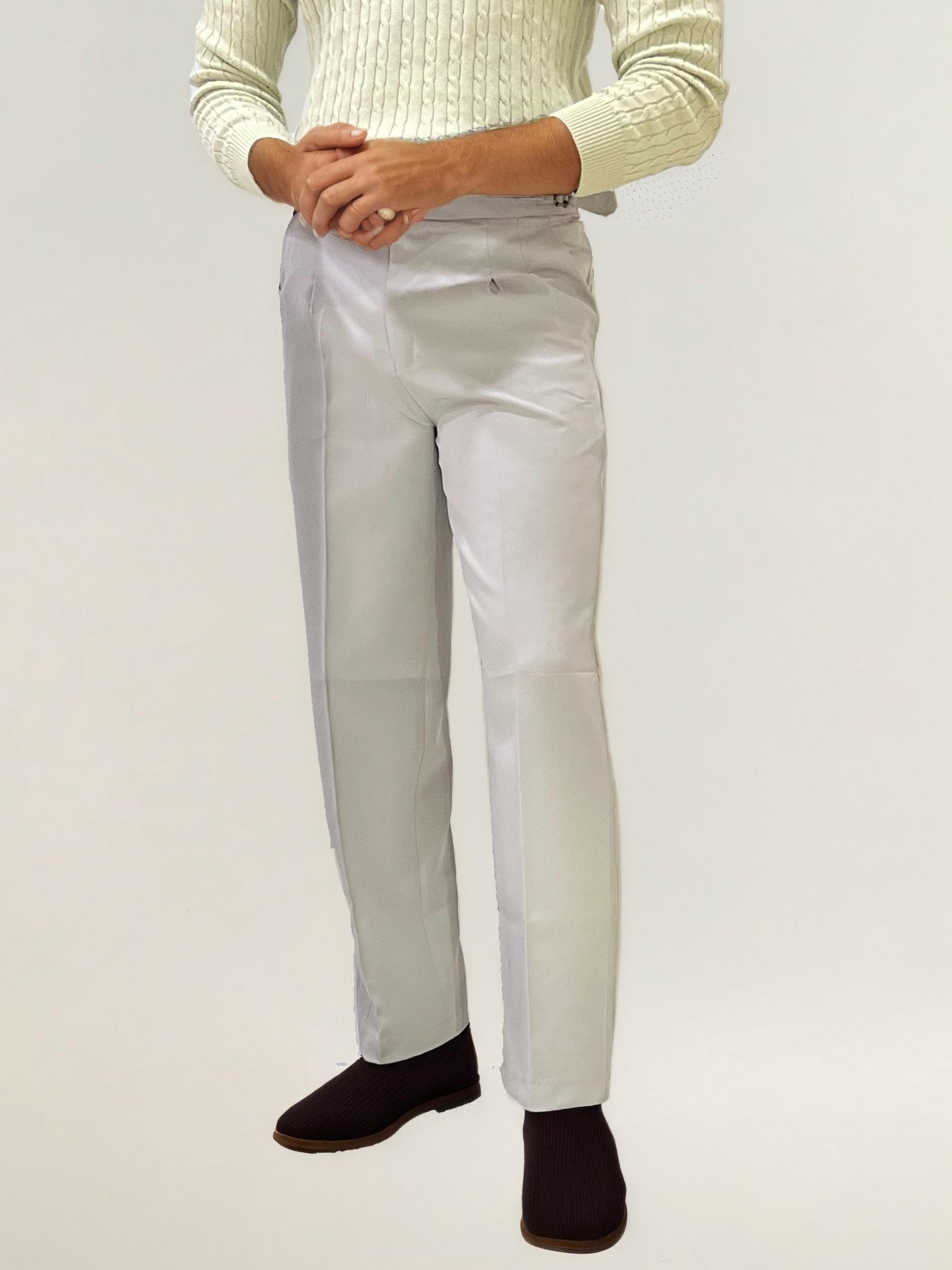 Semi-White Double-button Regular Fit Trousers