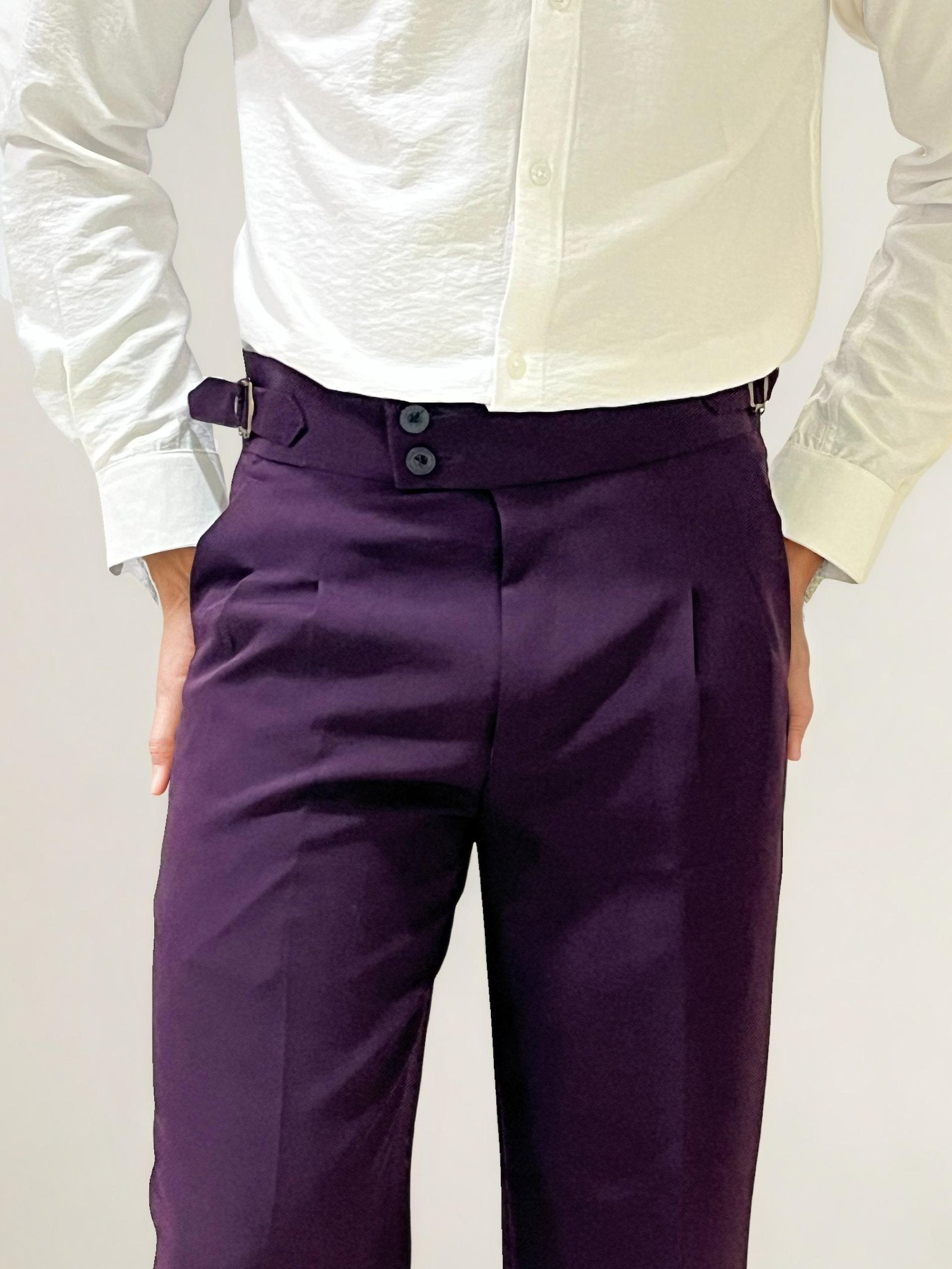 Purple Double-Button Regular Fit Trousers