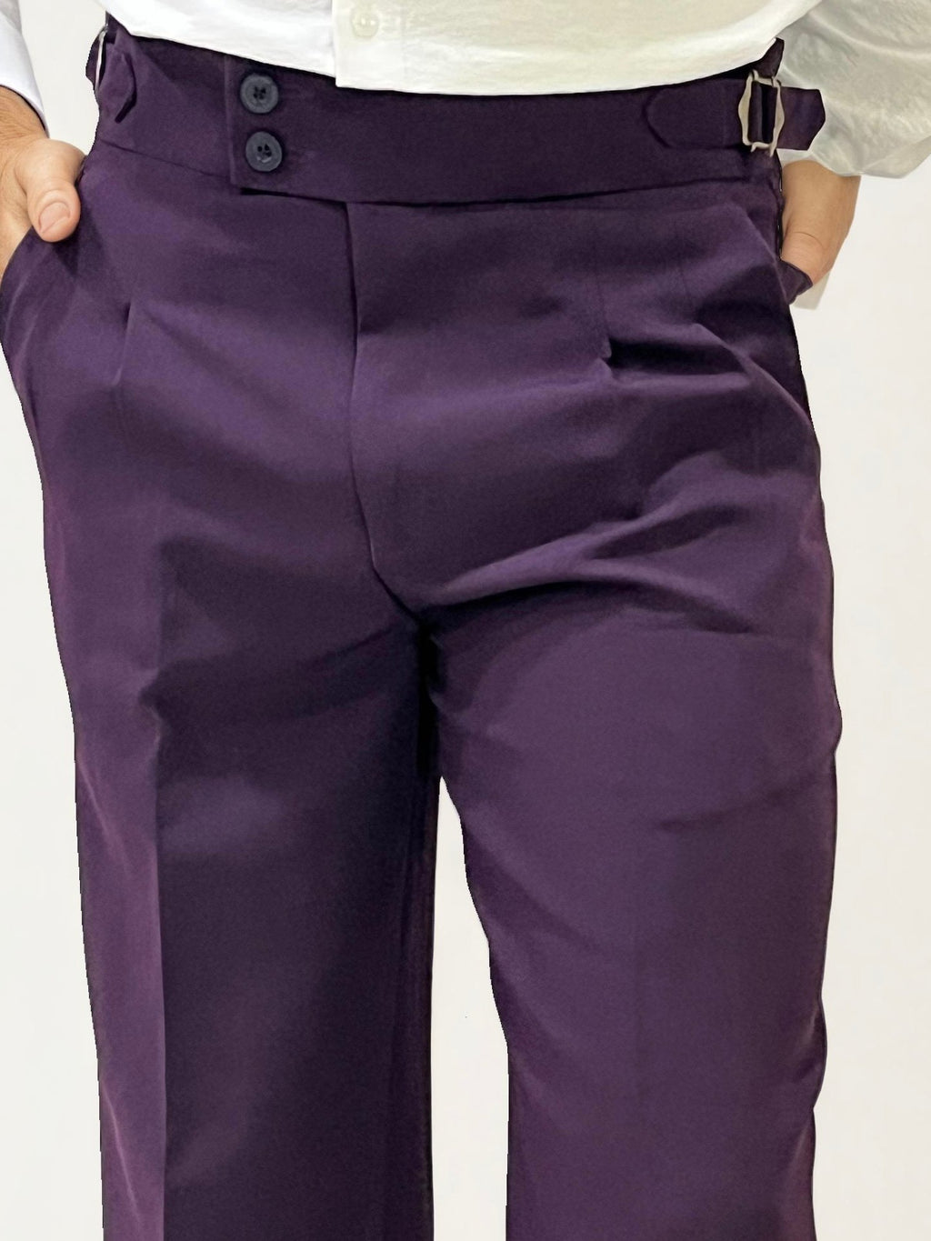 Purple Double-Button Regular Fit Trousers