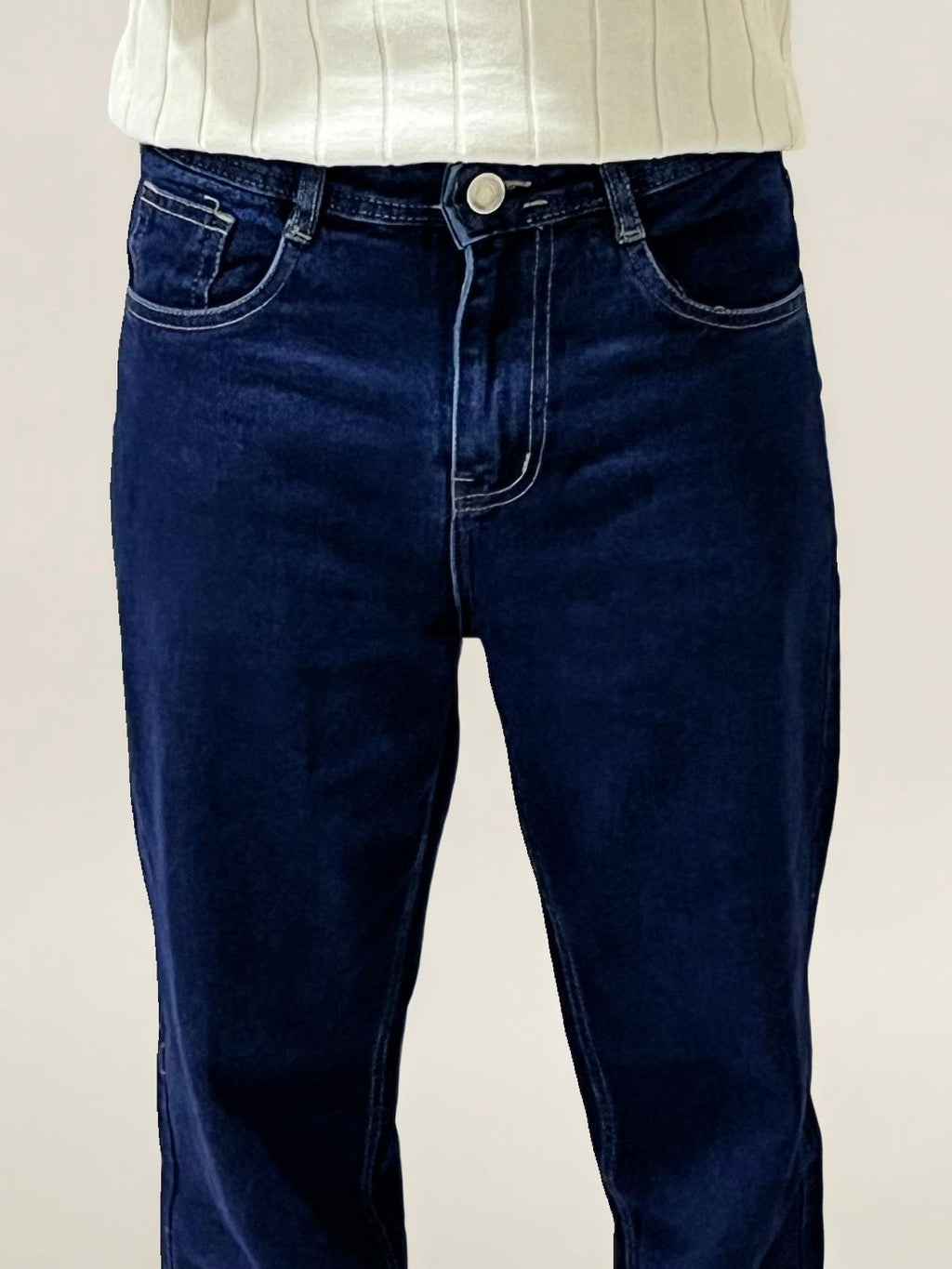 Dark Blue Straight Fit Denim Jean