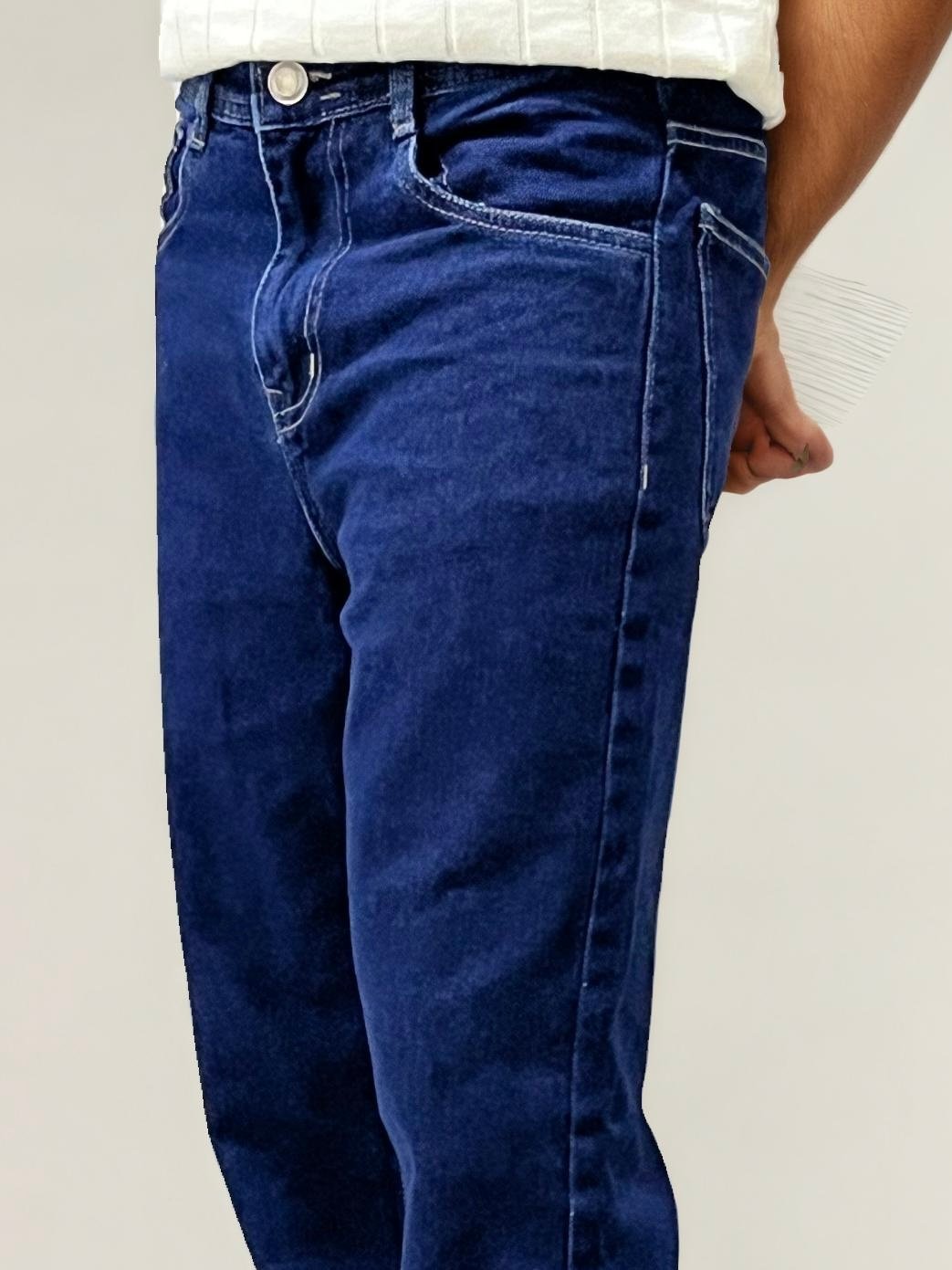 Dark Blue Straight Fit Denim Jean