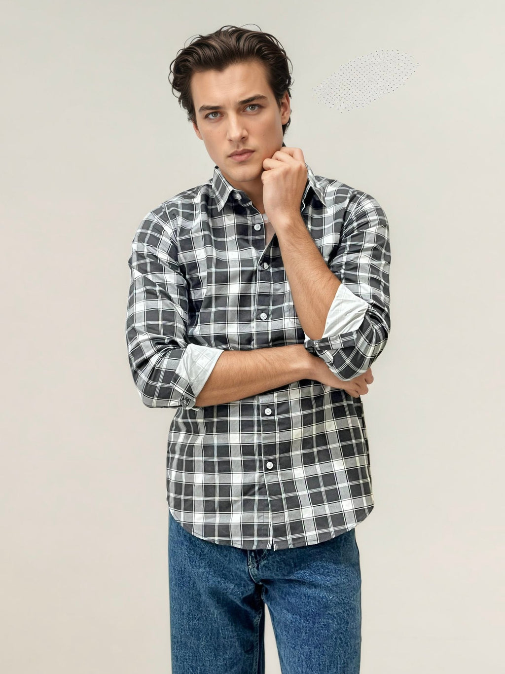 Black-White Checked Fullhand Shirtv