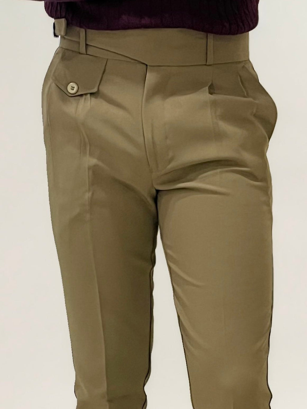 Beige Slim Fit Ghurka Formal Trousers
