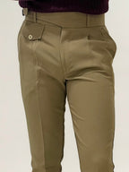 Beige Slim Fit Ghurka Formal Trousers