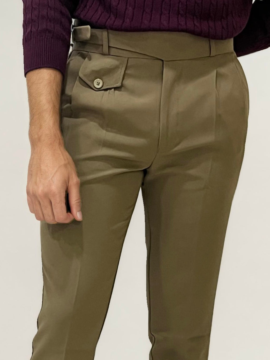 Beige Slim Fit Ghurka Formal Trousers