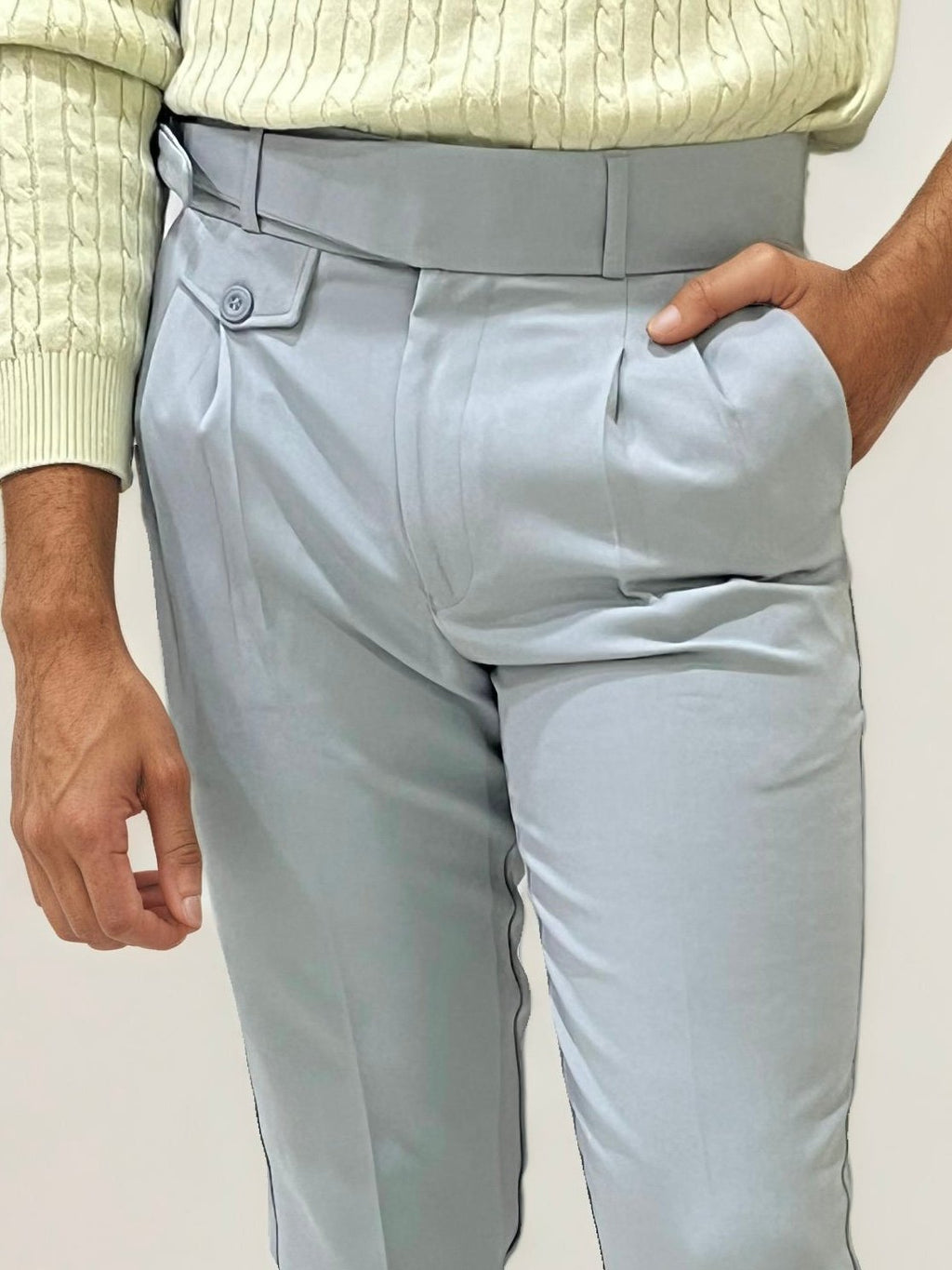 Grey Slim Fit Ghurka Formal Trousers
